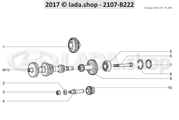 Original LADA 2107-1701092, Shaft. reverse idler