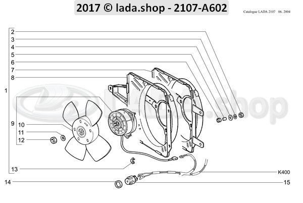 Original LADA 2109-1308008-83, Radiateur ventilateur électrique (8 broches)