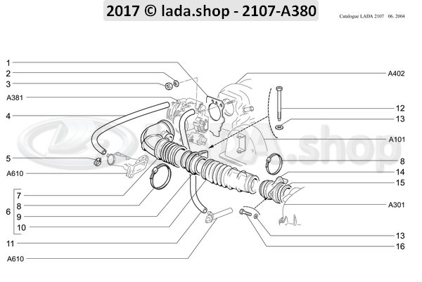 Original LADA 2112-1148015, Junta de la tubadura