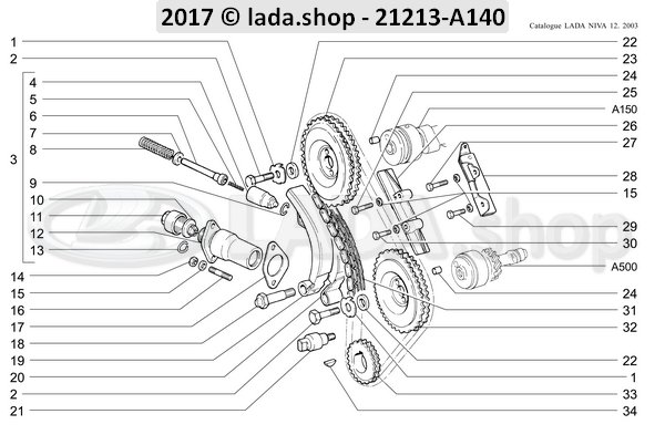 Original LADA 0000-1003540821, Espargos M6X14