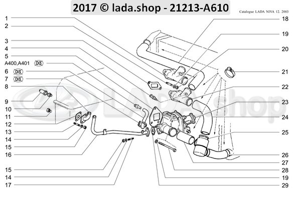 Original LADA 0000-1003540821, Stift M6x14