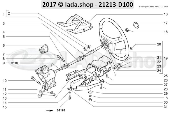 Original LADA 21213-3400010, Lenkgetriebe