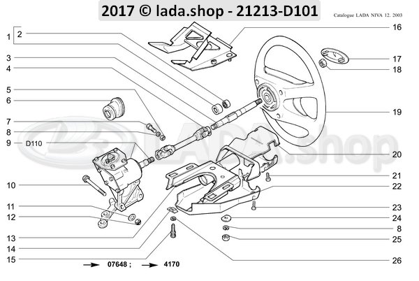 Original LADA 21213-3400010, Mecanismo de direccion