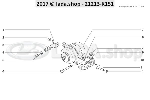 Original LADA 0000-1005970521, Bolt M10x1.25x20