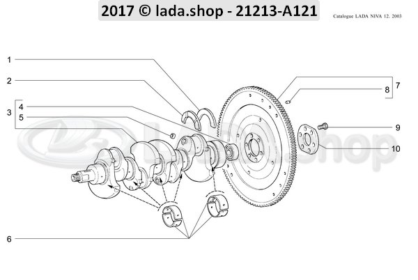 Original LADA 2101-1000102-12, Set of main bearing shells +0.50 mm