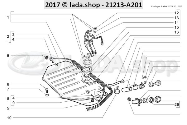 Original LADA 21214-1101060, Tubo de llenado