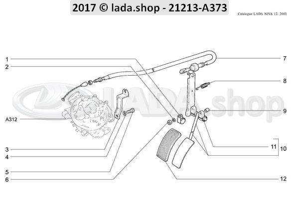 Original LADA 21012-1108019, Pedal pad RHD