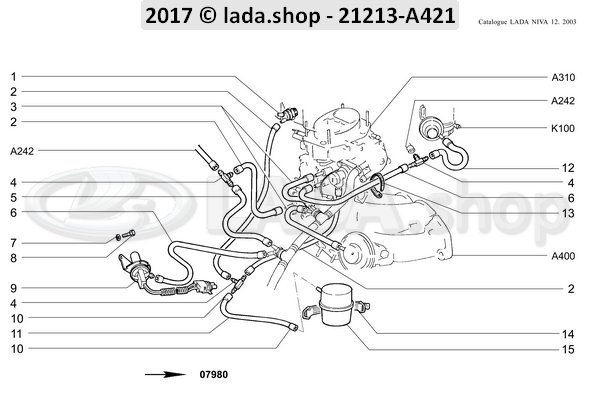 Original LADA 2105-1127025, Hose 330 mm