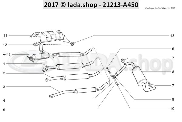 Original LADA 21213-1203073-82, Fahrwerk-Ring. Schalldaempfer