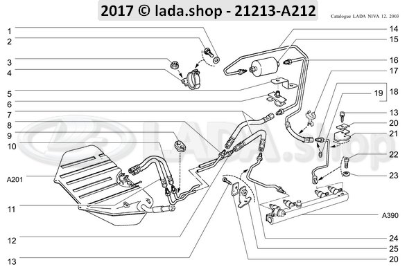 Original LADA 21214-1104013, Voorzijde brandstofleiding