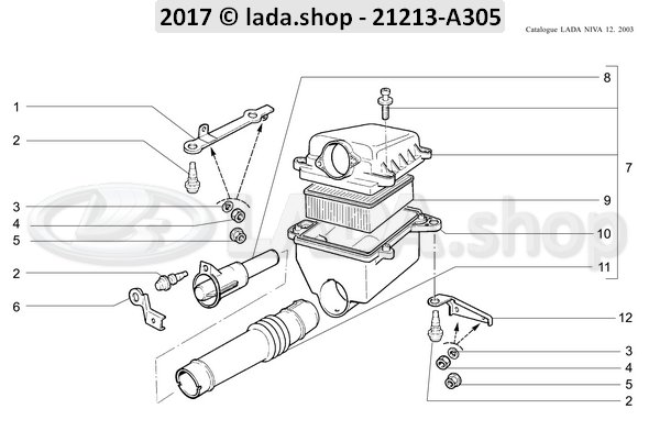 Original LADA 2112-1109249, Apoyo del filtro de aire