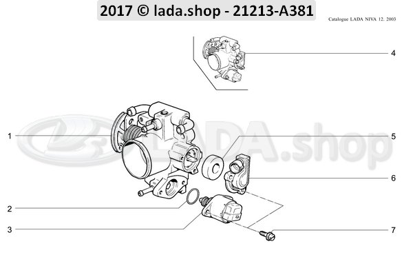 Original LADA 2123-1148010, Throttle valve housing