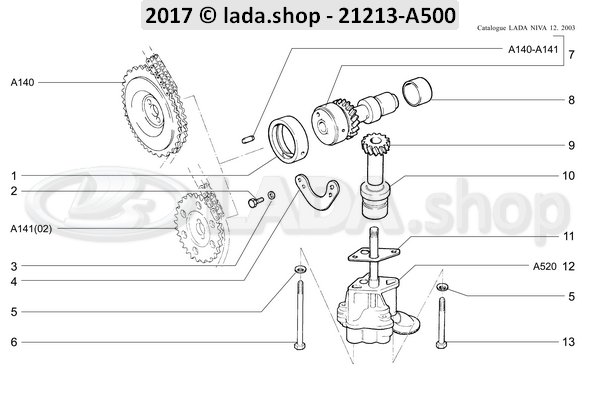 Original LADA 21213-1011228-20, Gear. oliepomp
