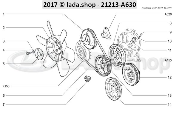 Original LADA 2105-1005054, Crankshaft nut