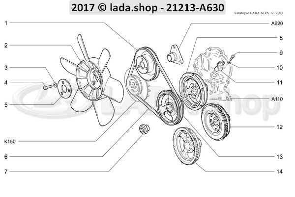 Original LADA 2105-1005054, Kurbelwellenmutter