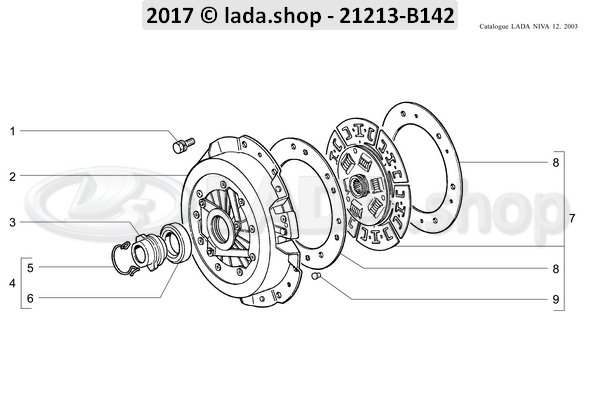 Original LADA 2121-1601000, Kit d’embrayage Cpl avec palier (kit de 3) Niva 1600