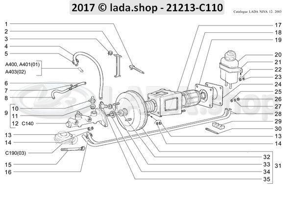 Original LADA 21213-3510050, Durit de servo-frein 1160 mm