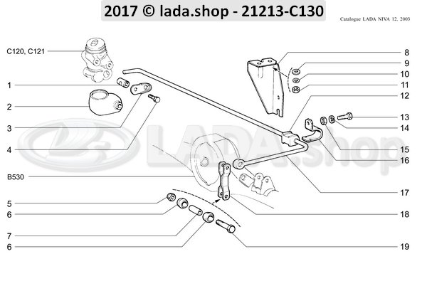 Original LADA 2101-3512132, Bracket lever
