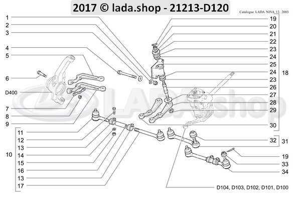 Original LADA 21213-3414080, Idler arm and bracket Lada Niva 4 x 4