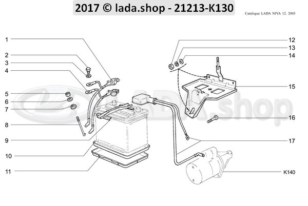 Original LADA 2101-3703095, Accu bakje rubber 26x17cm