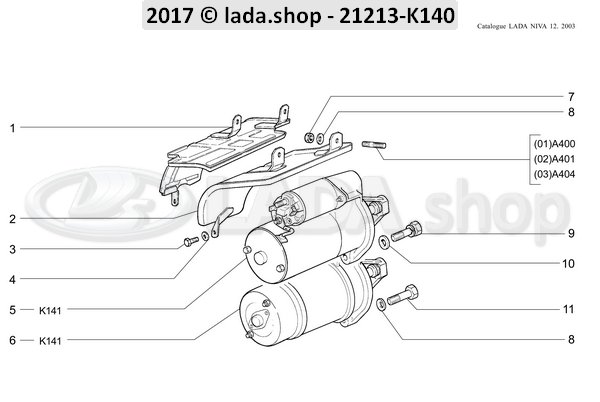 Original LADA 0000-1003826821, Boulon M8x45