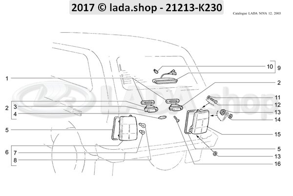 Original LADA 21213-3716010, Rh achterlicht               