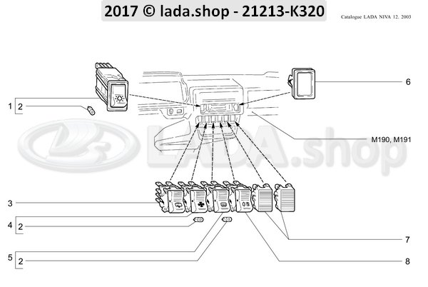 Original LADA 2107-3709609-10, Interruptor antiniebla