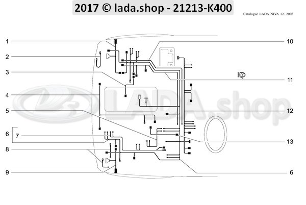 Original LADA 21213-3724021, Bedrading. stadslicht