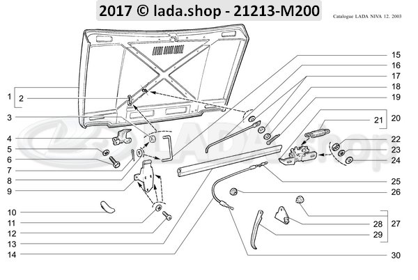 Original LADA 2101-8406156, Tringle de serrure de capot