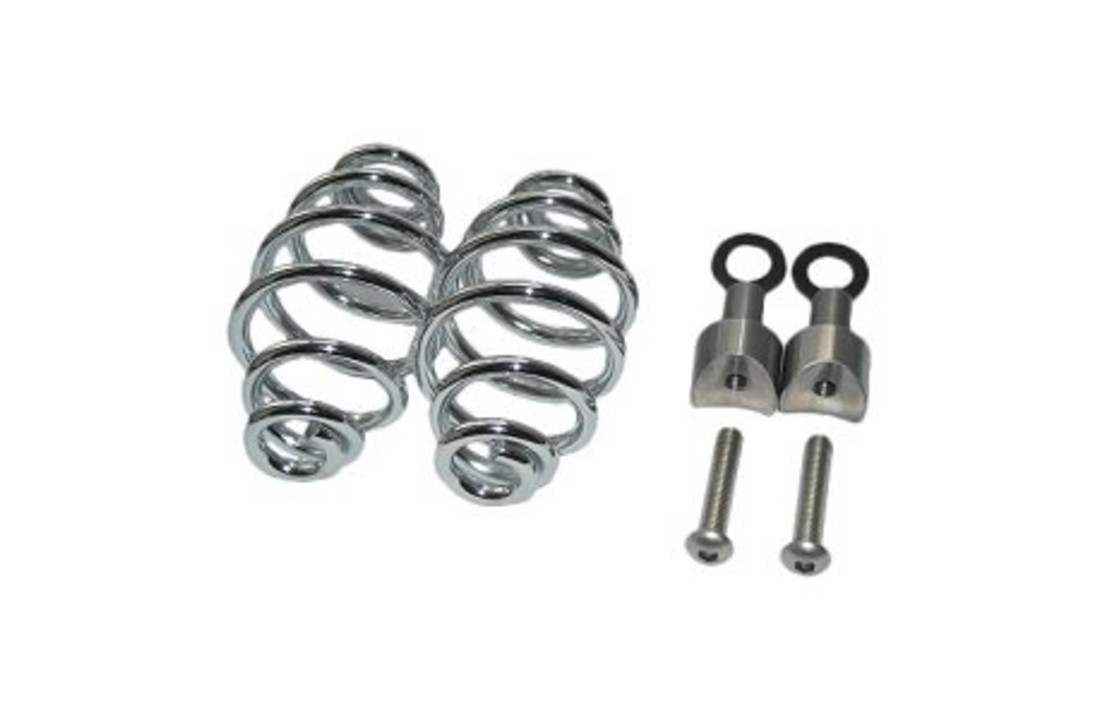 Motorradsattelfedern verchromt 4" mit Montagesatz