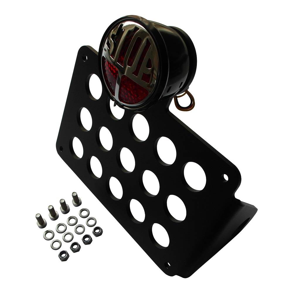 Side Mount License Plate Holder with STOP Light for Motorcycle