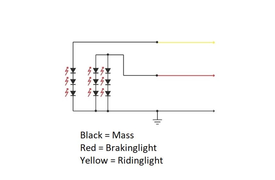 Seitlicher Kennzeichenhalter mit Bremslicht für Motorräder