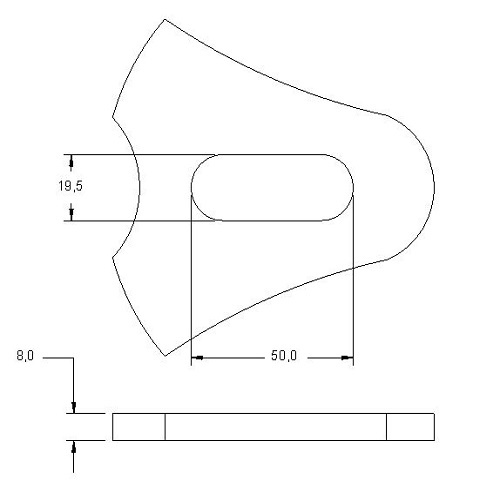 Rear axle steel plates for hardtail motorcycle - Set of 2 plates