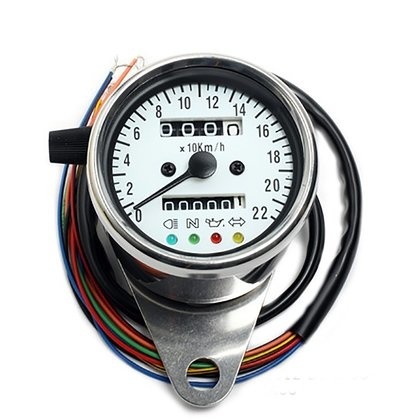 Mini-Tacho 60 mm mit LED-Steuerung, weißes Zifferblatt