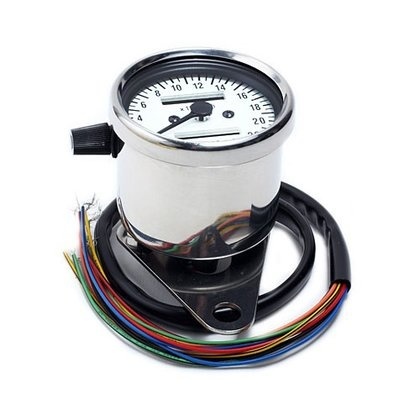 Mini-Tacho 60 mm mit LED-Steuerung, weißes Zifferblatt