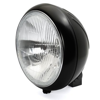 7" Headlight Classic ripped lens black grooved