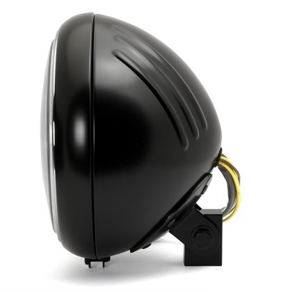 7" Headlight Classic ripped lens black grooved