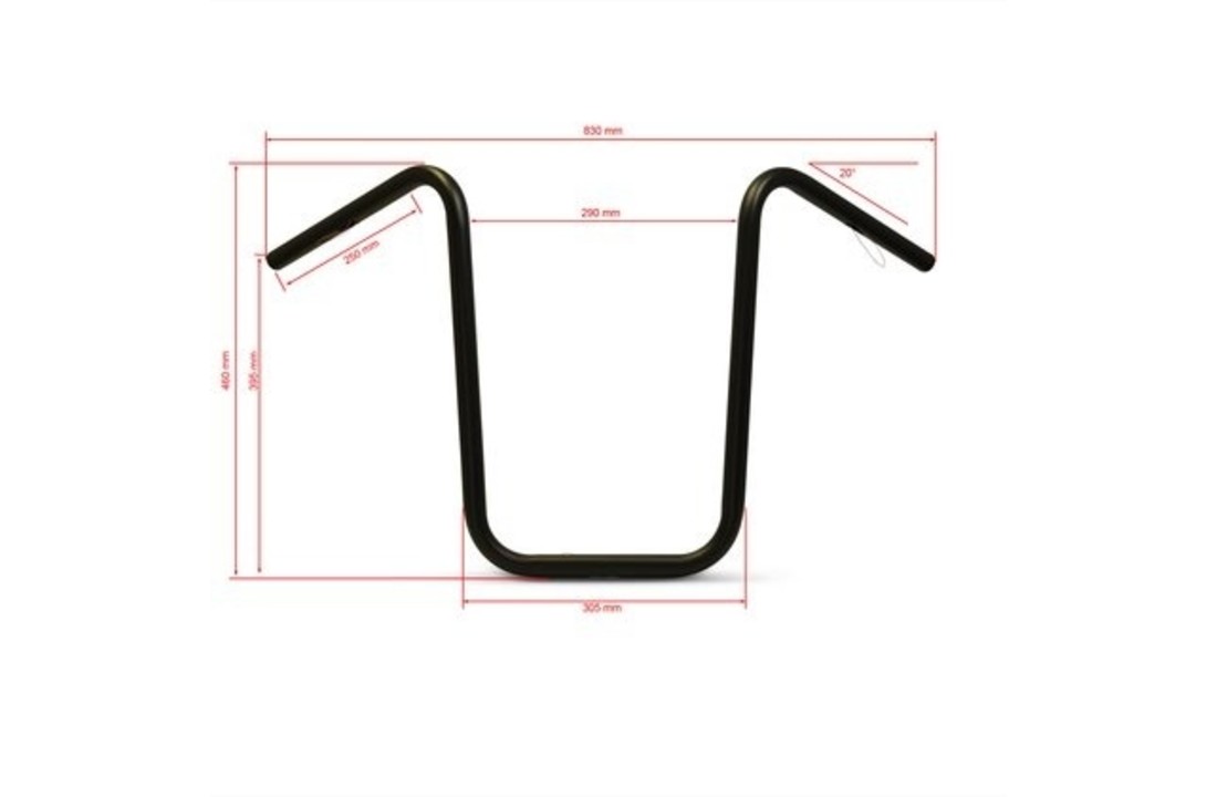 "Big Ape" handlebar, 1" inch black coated