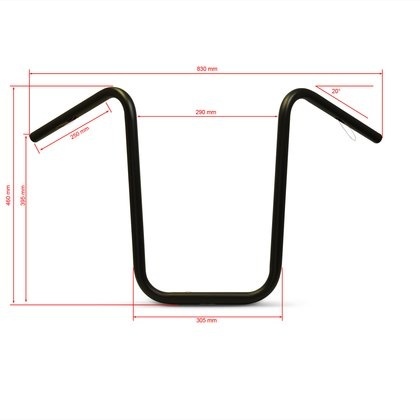 "Big Ape" handlebar, 1" inch black coated