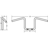 FEHLING Z-bar, gebogen, 7/8 inch, 75cm, chroom