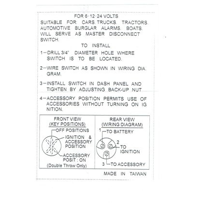 Universal-Zündschalter Motorrad Auto Traktor 3 Positionen