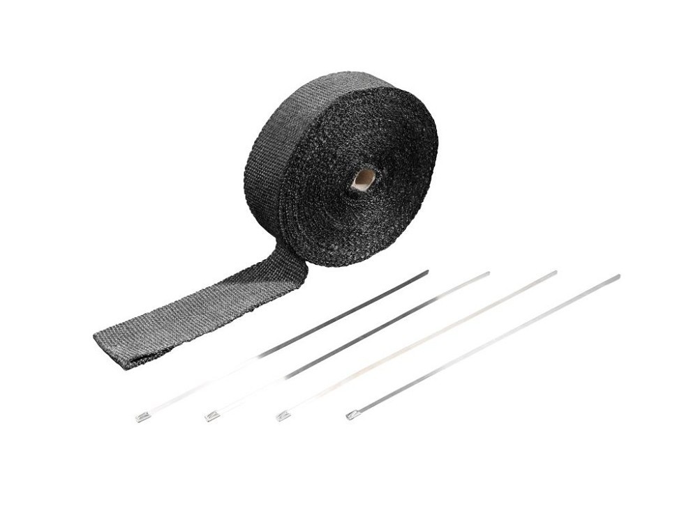 Highway Hawk Hittebescherming Uitlaat Wrap motor glasstof zwart 10m