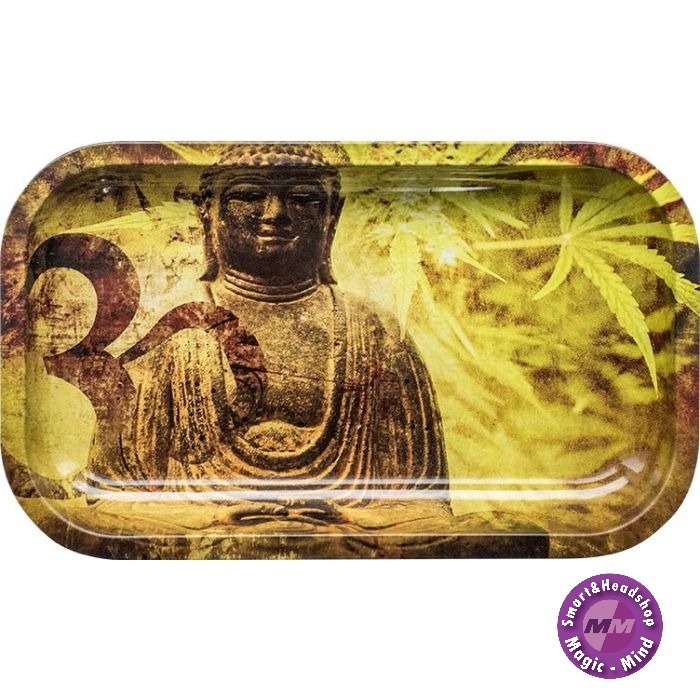 Buddha Hemp Leaf Metal Rolling Tray, Large (27 L/16 W)