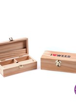 WOODEN ROLLING BOX - I LOVE WEED - MEDIUM