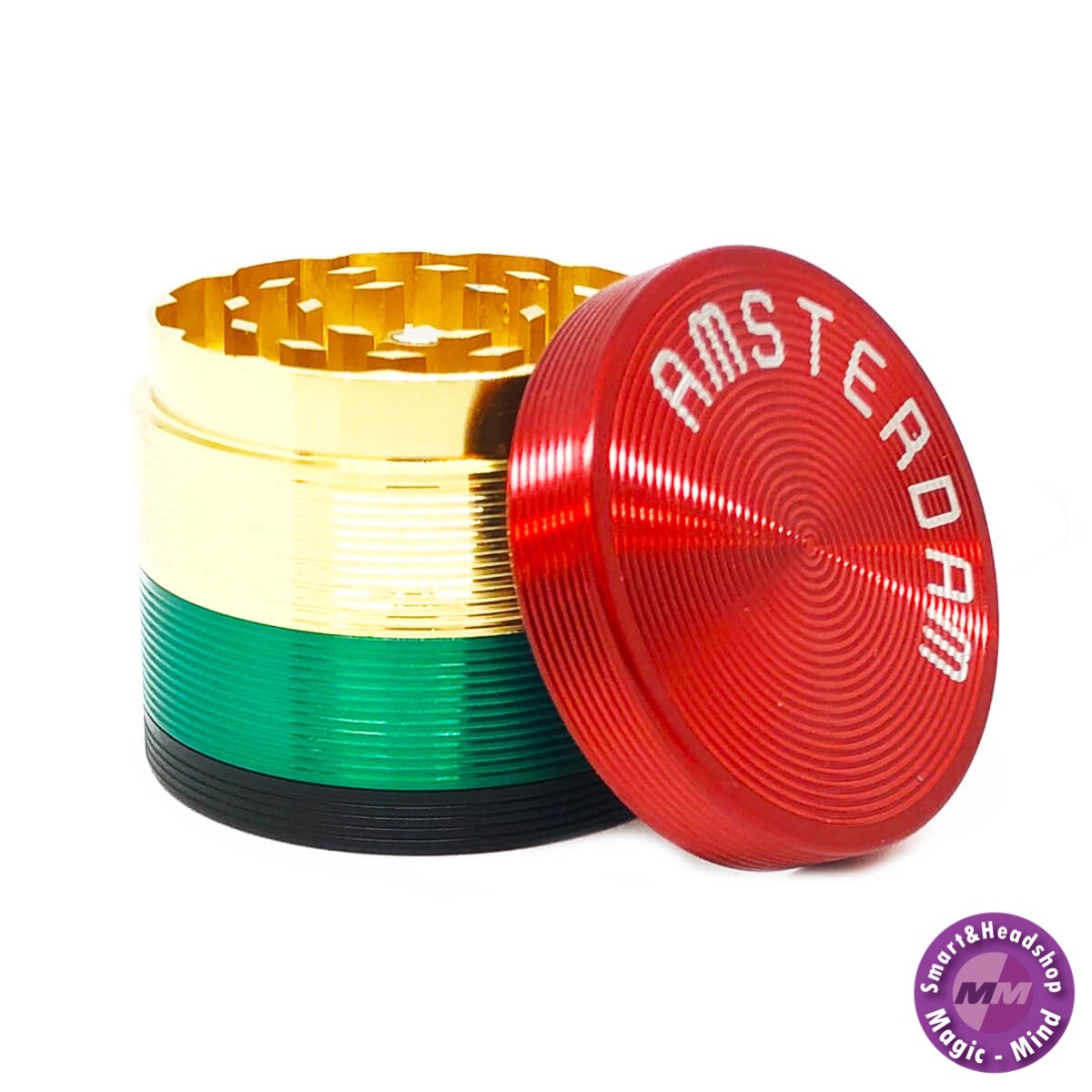 Amsterdam Amsterdam Rasta Lines Metal Grinders – 50mm – 4 parts