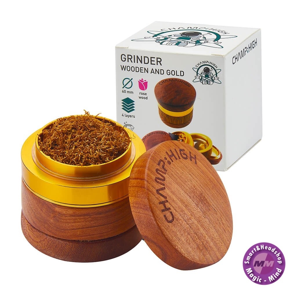 Champ High Champ High Wooden Metal Gold Grinder 60mm – 4 Parts