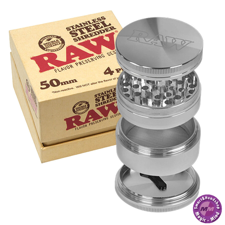 Raw RAW STAINLESS STEEL GRINDER – WITH MAGNET AND SIFTER 50-60mm