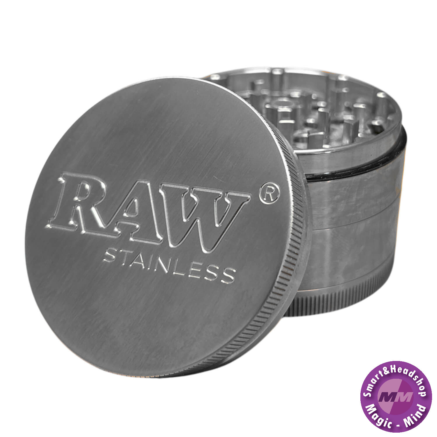 Raw RAW STAINLESS STEEL GRINDER – WITH MAGNET AND SIFTER 50-60mm
