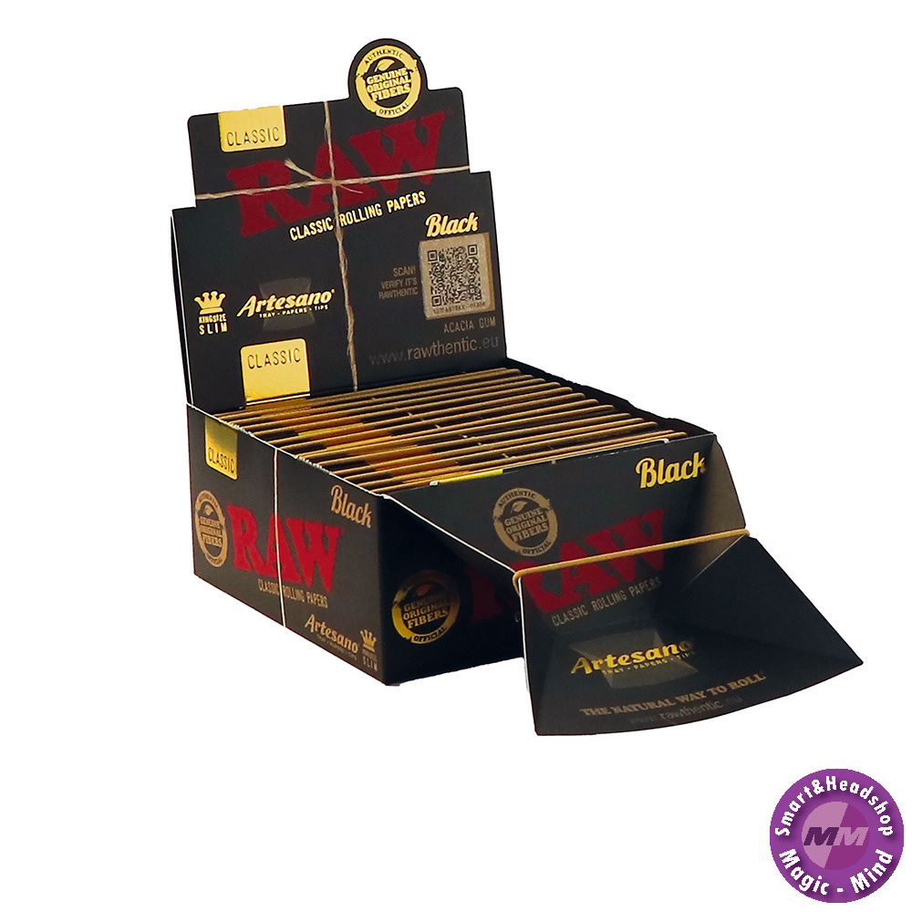 Raw RAW Black Artesano KS Slim + Tips - 15 pcs