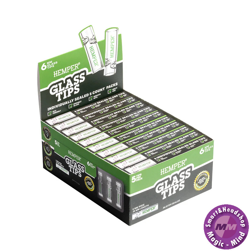 HEMPER HEMPER 6mm Glass Filter Tips - box - 5 glass tips